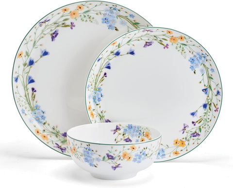 Lightweight Bone China 12 Piece Dinnerware Plate Bowl Set